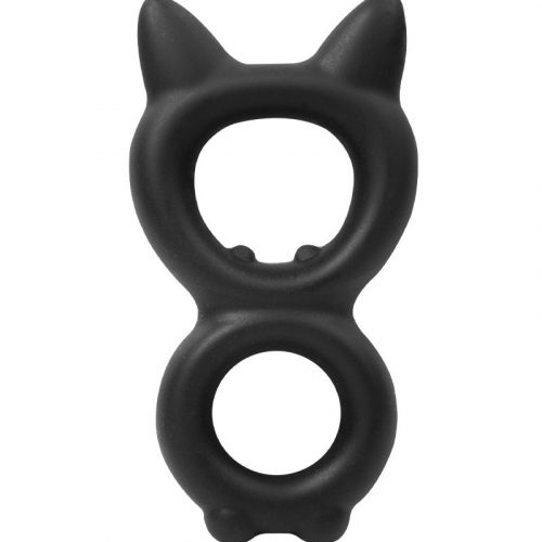 Rimba Bondage Play - Siliconen Kitty 8-vormige Ring - Zwart