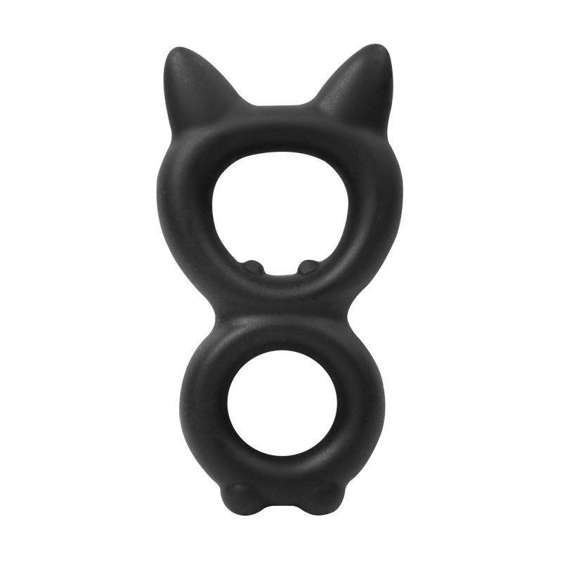 Rimba Bondage Play - Siliconen Kitty 8-vormige Ring - Zwart - Afbeelding 4