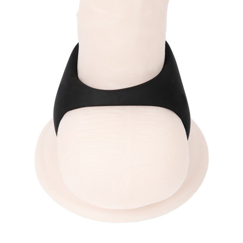 Rimba Bondage Play - Siliconen Driehoekige Cockring - Zwart - Afbeelding 4
