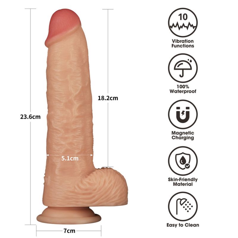 LoveToy - Ingen - Vibrating Enhanced Strap-on Set 9,5"/ 24 cm - Maat L/XL/2XL - Nude - Afbeelding 9