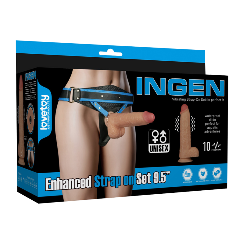 LoveToy - Ingen - Vibrating Enhanced Strap-on Set 9,5"/ 24 cm - Maat L/XL/2XL - Nude - Afbeelding 13