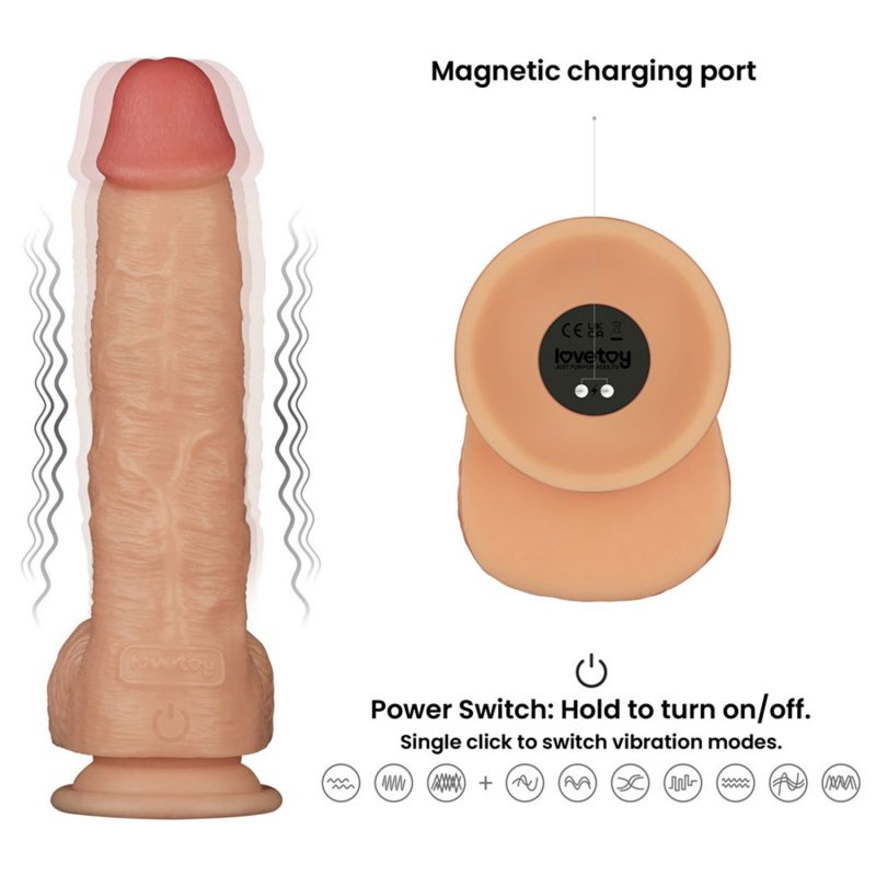 LoveToy - Ingen - Vibrating Enhanced Strap-on Set 9,5"/ 24 cm - Maat L/XL/2XL - Nude - Afbeelding 10