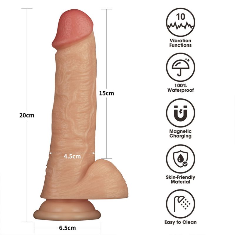 LoveToy - Ingen - Vibrating Enhanced Strap-on Set  8"/ 20 cm - Maat XS/S/M - Nude - Afbeelding 9