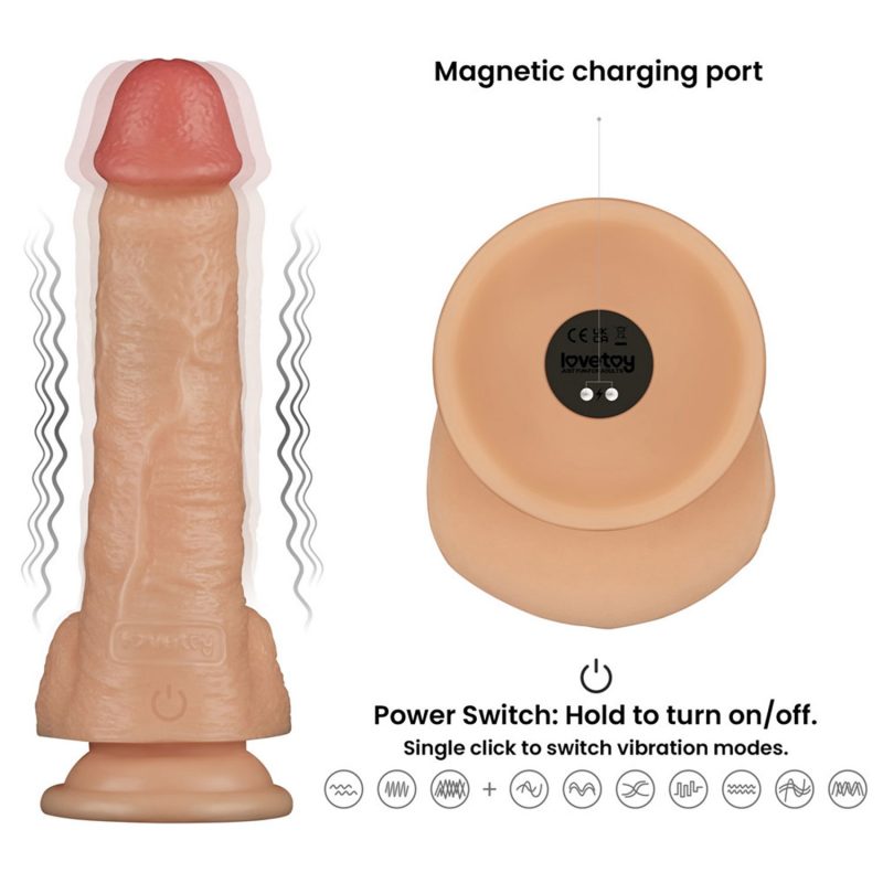 LoveToy - Ingen - Vibrating Enhanced Strap-on Set  8"/ 20 cm - Maat XS/S/M - Nude - Afbeelding 10