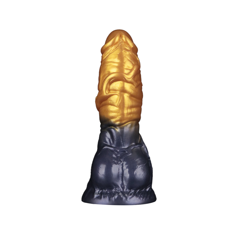 LoveToy - Dual Density Opblaasbare Dildo 7,5" / 19 cm - Goud/Zwart - Afbeelding 4