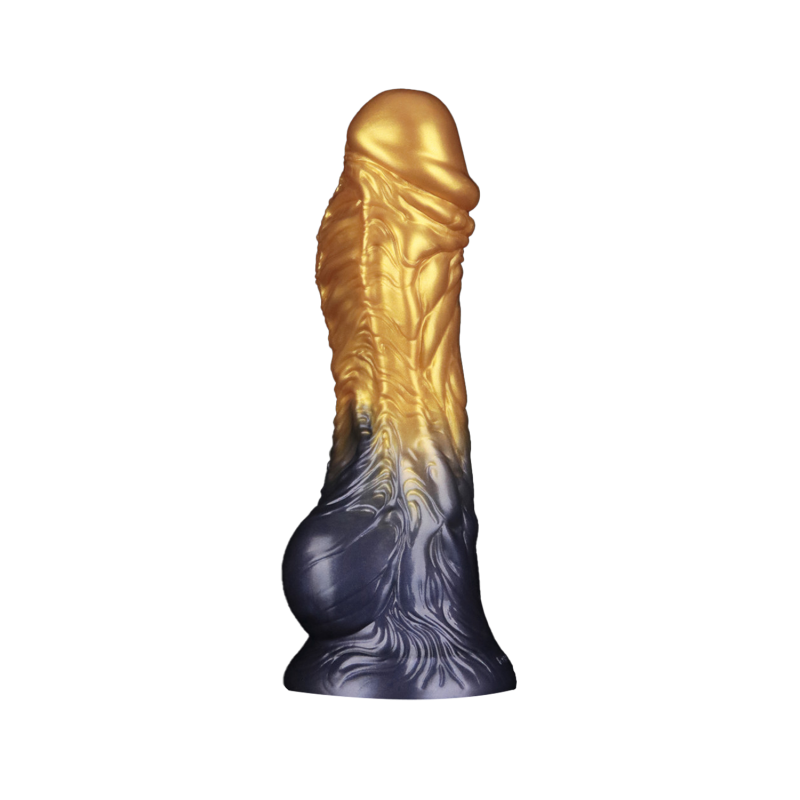LoveToy - Dual Density Opblaasbare Dildo  8"/ 20 cm - Goud/Zwart - Afbeelding 3