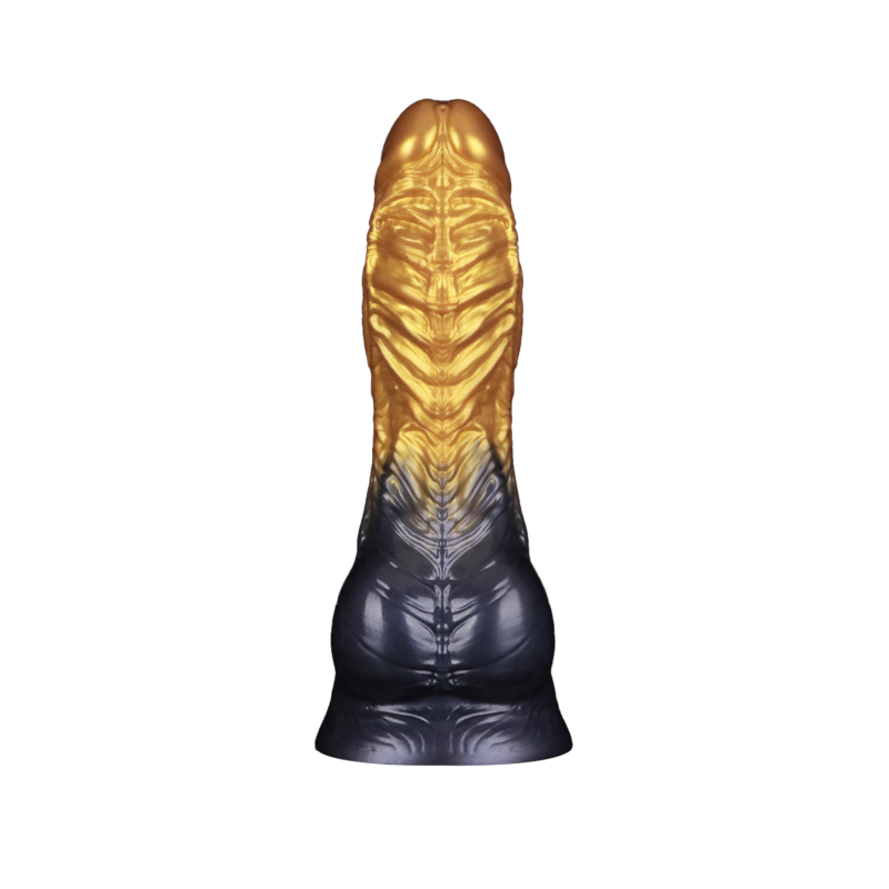 LoveToy - Dual Density Opblaasbare Dildo  8"/ 20 cm - Goud/Zwart - Afbeelding 4