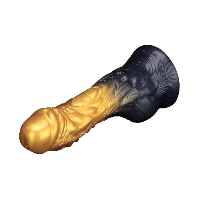 LoveToy - Dual Density Opblaasbare Dildo  8"/ 20 cm - Goud/Zwart - Afbeelding 6