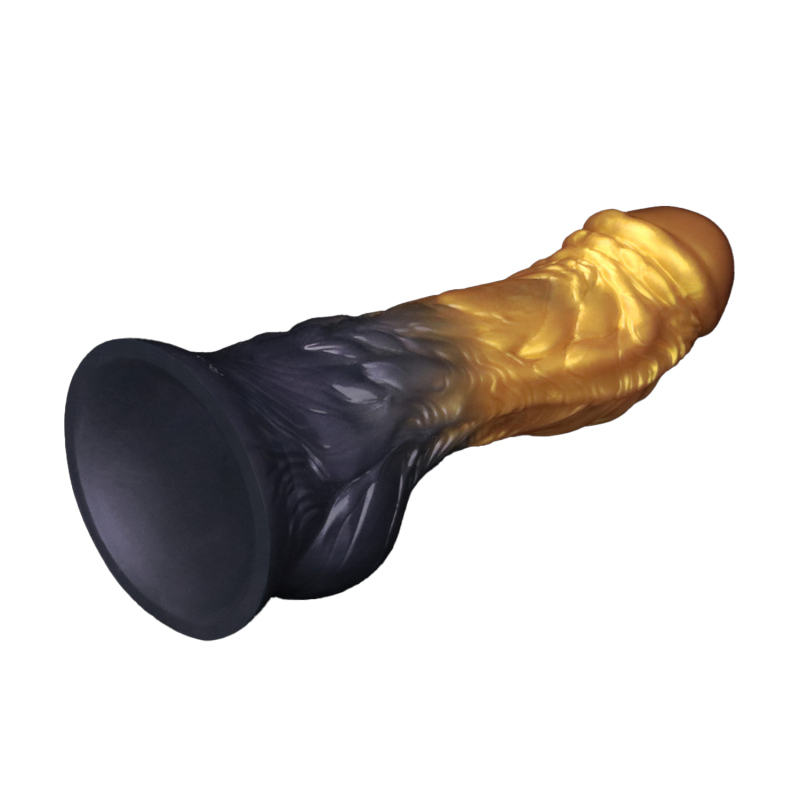 LoveToy - Dual Density Opblaasbare Dildo  8"/ 20 cm - Goud/Zwart - Afbeelding 7