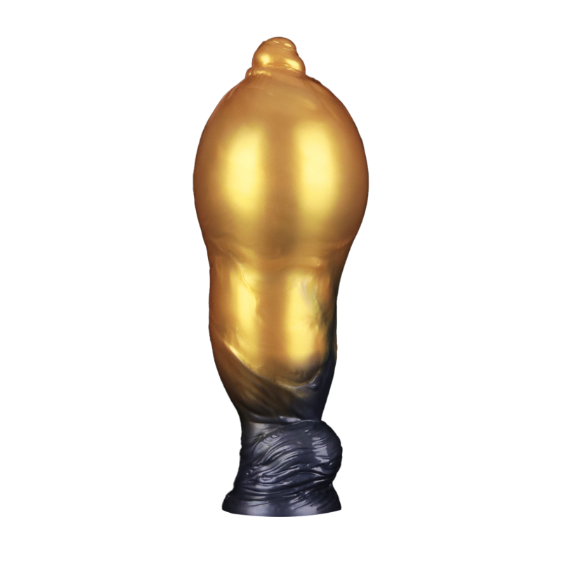 LoveToy - Dual Density Opblaasbare Dildo 10"/ 25 cm - Goud/Zwart - Afbeelding 8