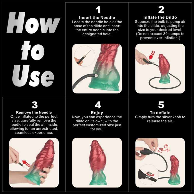 LoveToy - Dual Density Opblaasbare Dildo 7,5" / 19 cm - Rood/Groen - Afbeelding 10
