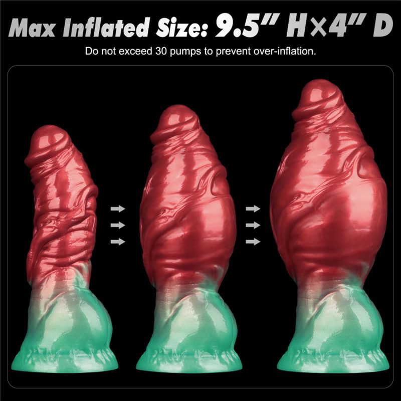 LoveToy - Dual Density Opblaasbare Dildo 7,5" / 19 cm - Rood/Groen - Afbeelding 9