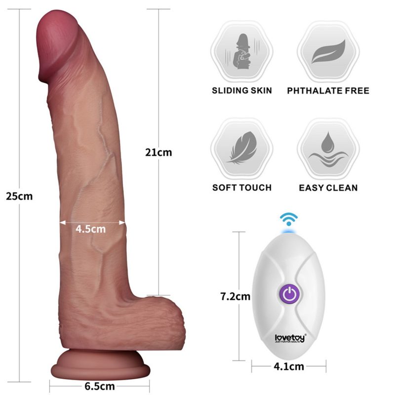 LoveToy - Vibrerende Sliding Skin Pro II met afstandsbediening - 10"/ 25 cm - Nude - Afbeelding 4