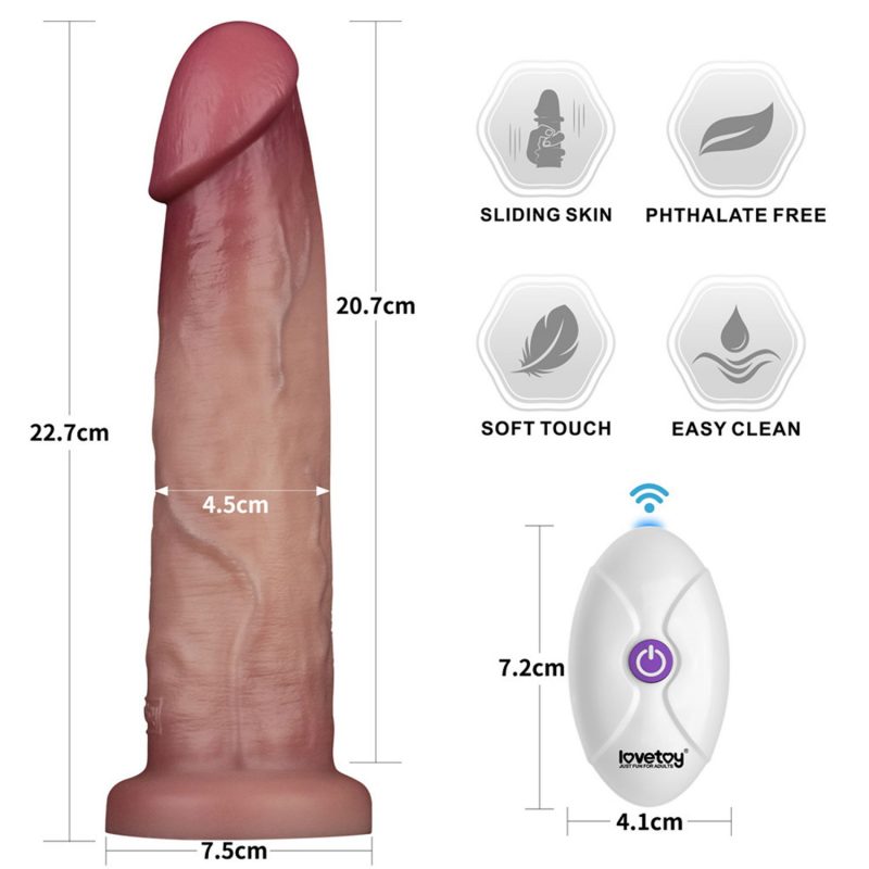 LoveToy - Vibrerende Sliding Skin Pro II met afstandsbediening - 9" / 23 cm - Nude - Afbeelding 4