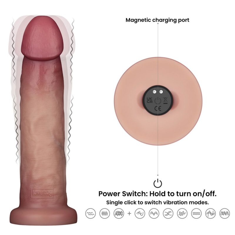LoveToy - Vibrerende Sliding Skin Pro II met afstandsbediening - 9" / 23 cm - Nude - Afbeelding 5
