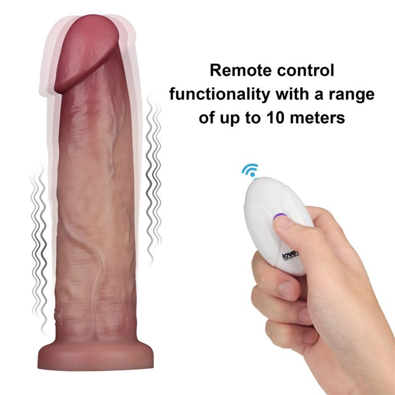 LoveToy - Vibrerende Sliding Skin Pro II met afstandsbediening - 9" / 23 cm - Nude - Afbeelding 6