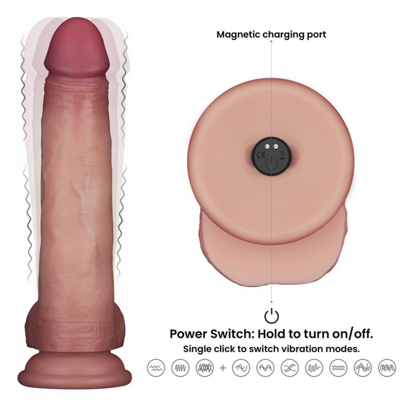 LoveToy - Vibrerende Sliding Skin Pro II met afstandsbediening - 8,5" / 22 cm - Nude - Afbeelding 5