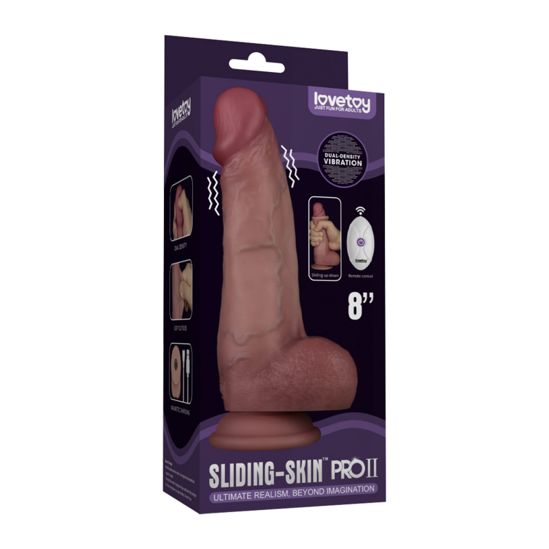 LoveToy - Vibrerende Sliding Skin Pro II met afstandsbediening -  8" / 20 cm - Nude - Afbeelding 6