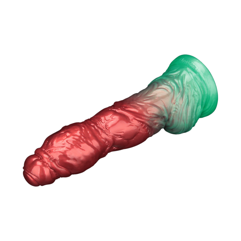 LoveToy - Dual Density Opblaasbare Dildo 10" / 25 cm - Rood/Groen - Afbeelding 10