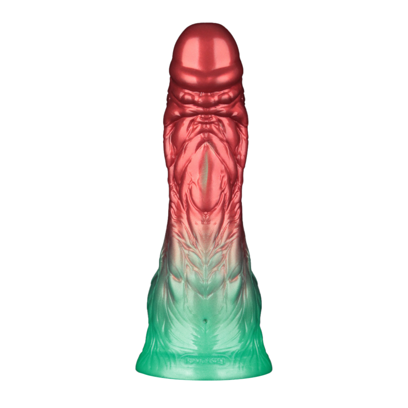 LoveToy - Dual Density Opblaasbare Dildo 8"/ 20 cm - Rood/Groen - Afbeelding 5
