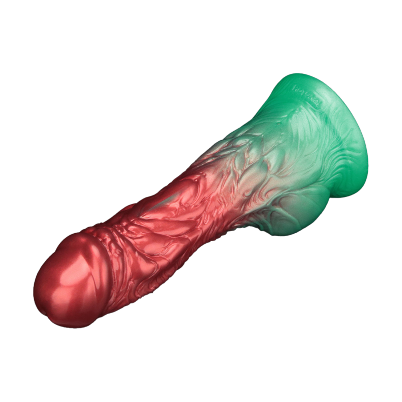 LoveToy - Dual Density Opblaasbare Dildo 8"/ 20 cm - Rood/Groen - Afbeelding 8