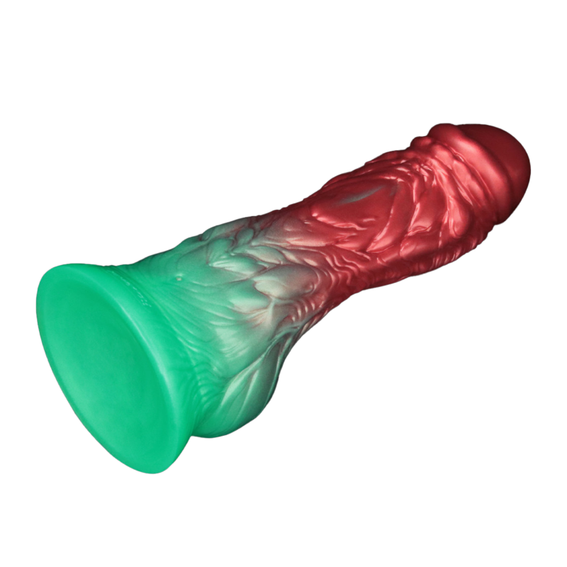 LoveToy - Dual Density Opblaasbare Dildo 8"/ 20 cm - Rood/Groen - Afbeelding 9