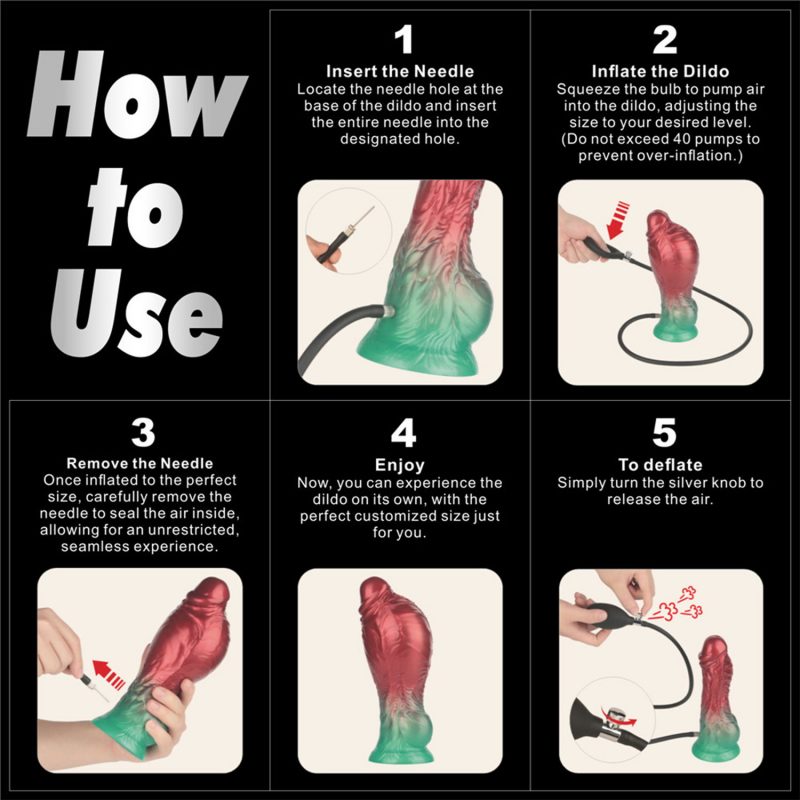 LoveToy - Dual Density Opblaasbare Dildo 8"/ 20 cm - Rood/Groen - Afbeelding 6