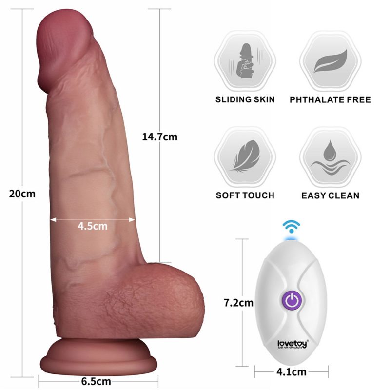 LoveToy - Vibrerende Sliding Skin Pro II met afstandsbediening -  8" / 20 cm - Nude - Afbeelding 3