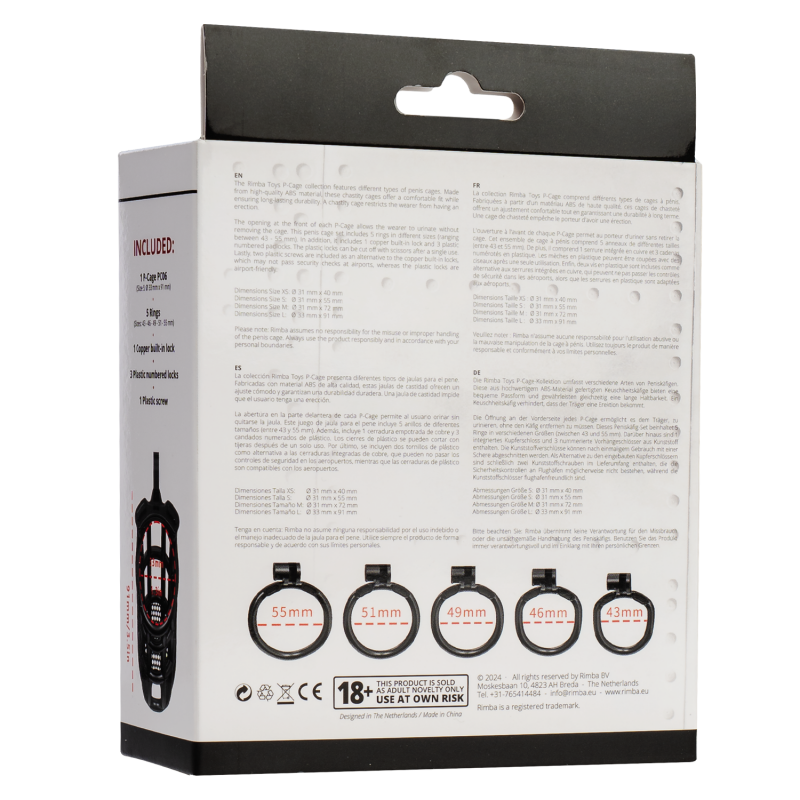 Rimba P-Cage - P-Cage PC06 - Peniskooi Maat L - Zwart - Afbeelding 9