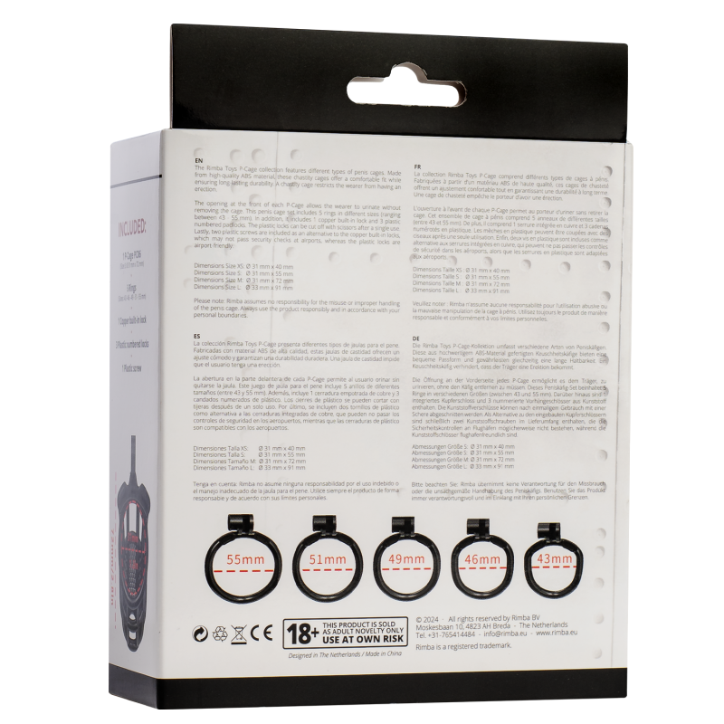Rimba P-Cage - P-Cage PC06 - Peniskooi Maat M - Zwart - Afbeelding 9