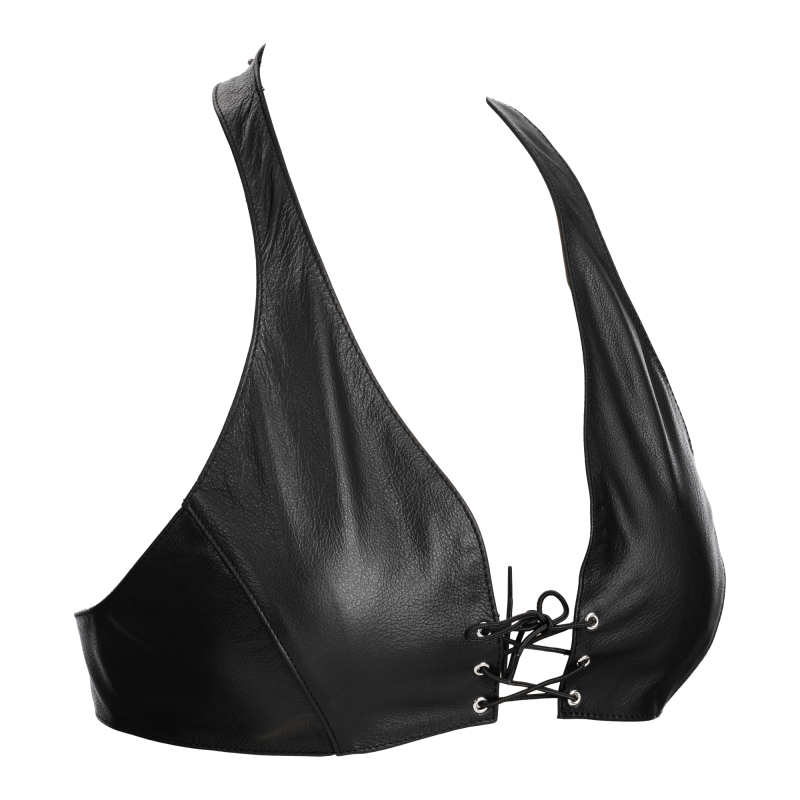 Rimba Bondage Play - Lederen Bustier met Vetersluiting - Zwart - Afbeelding 5