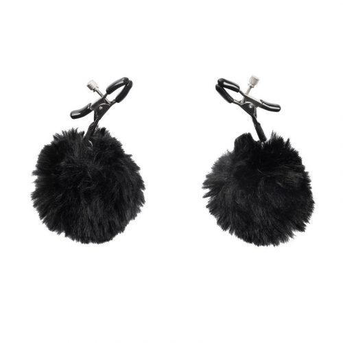 Rimba Bondage Play - Tepelklemmen met pompons - Zwart