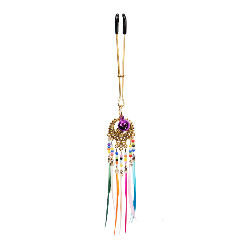 Rimba Bondage Play - Tepelklemmen met veren - Multicolor - Afbeelding 3