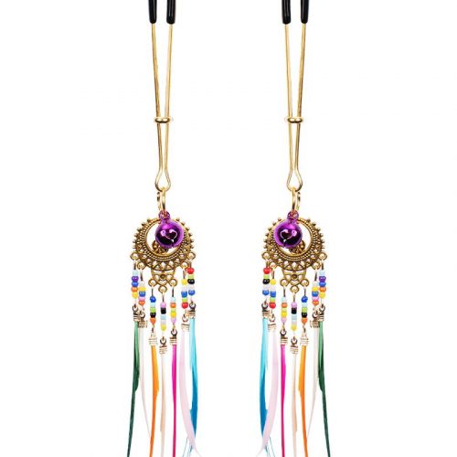 Rimba Bondage Play - Tepelklemmen met veren - Multicolor