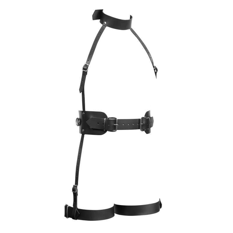 Rimba Bondage Play - Lederen Full Body Bondage Harnas - Zwart - Afbeelding 5