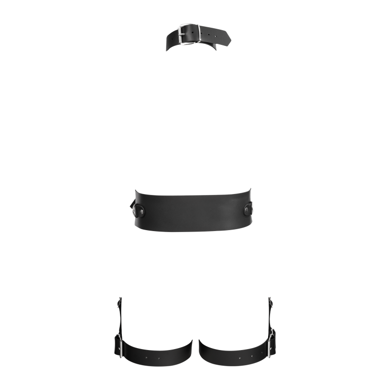 Rimba Bondage Play - Lederen Full Body Bondage Harnas - Zwart - Afbeelding 6