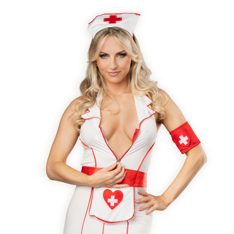 Amorable by Rimba - Verpleegsters uniform - Wit, Rood - Afbeelding 5
